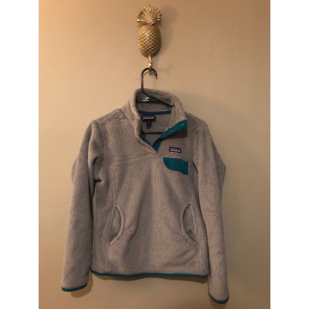 !! PATAGONIA !! Gray Retool Pullover w/ Teal Trim